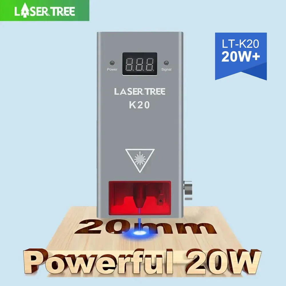 LASER TREE 20W Optical Power Laser Head with 4 Diode and Air Assist TTL Blue Light Module for Laser DIY Cutting Engraving Tool