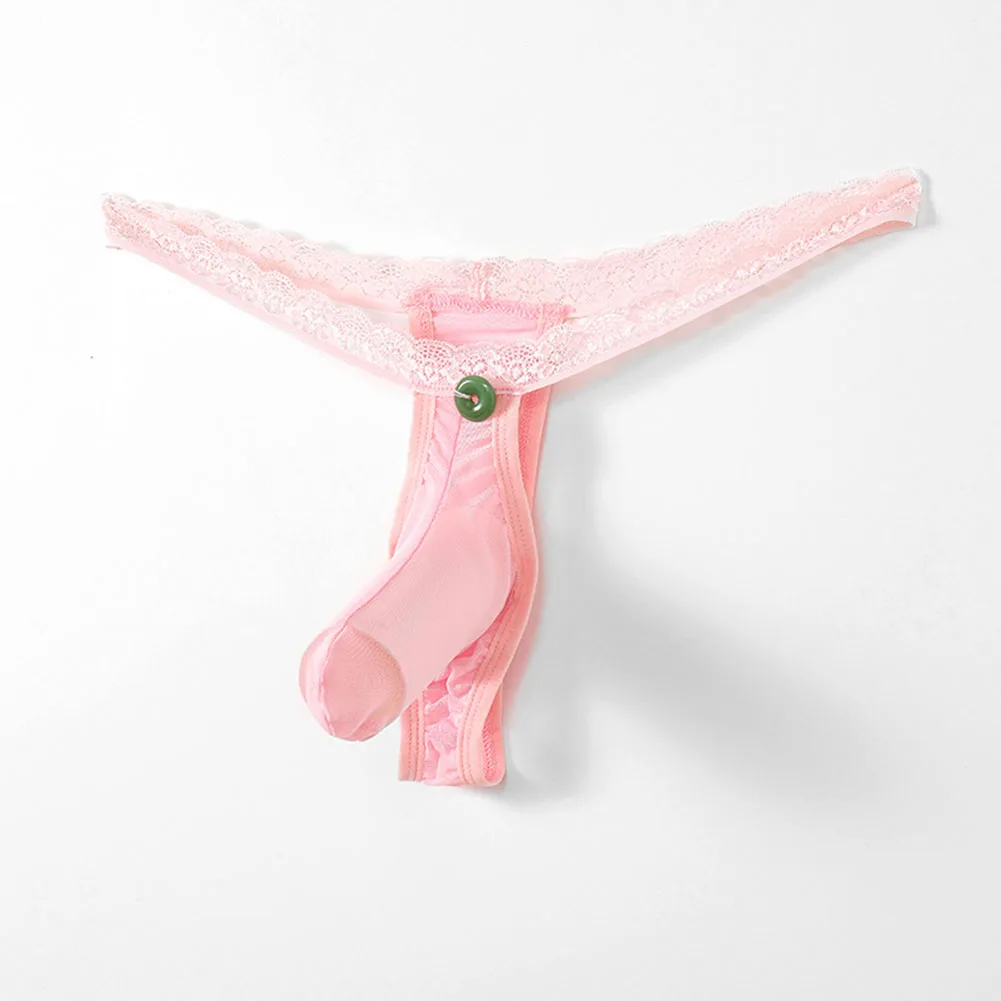 Open Butt G-string Male Elephant Trunk Panties Low Waist G-String T-Back Thong Mesh Brief Sexy Lingerie Gun Egg Separation