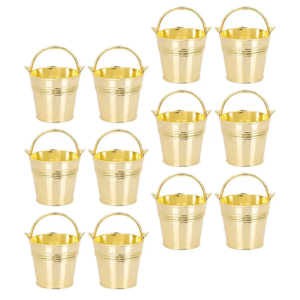 

12pcs Candy Small Plastic With Handle For Wedding Party Favors Gift Bucket Decorative Storage Bucket Mini Buckets Centerpieces