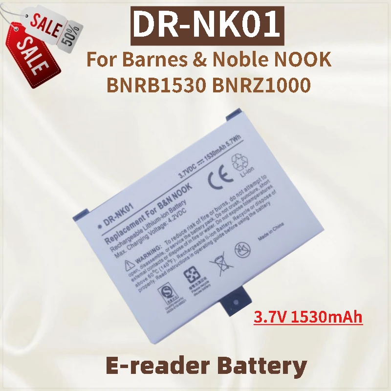 

High Quality DR-NK01 3.7V 1530mAh E-reader Battery For Barnes & Noble NOOK BNRB1530 BNRZ1000 Brand New Replacement Battery