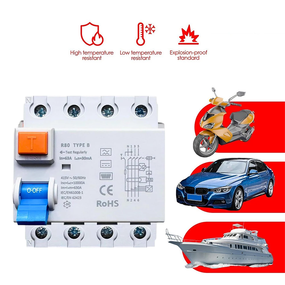 4-Pin Circuit Breaker Residual Current Circuit Breaker Charging Stations As Shown AC And DC Current Sensitivity