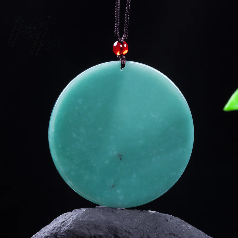 Natural Jadeite Blue Water Emerald Peaceful Card Pendant Necklace Exquisite Carved Charm Jewelry Fashion Amulet Gifts Men Women view 3