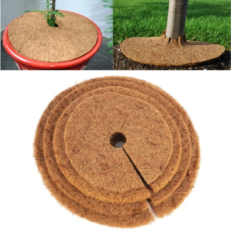 30 to 35cm Flower Pot Disc Mat Coconut Fiber Mulch Ring Tree Guard Mat Mulch Mat for Flower Pot Tree Plant Ring Mat