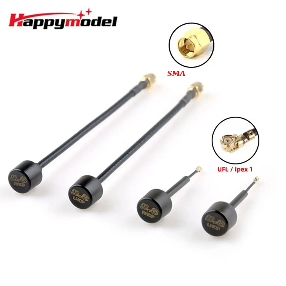 HappyModel 5.8GHz 2.5db Lollipop Omni Antenna 150mm SMA 60mm UFL RHCP LHCP 5500-6000MHz per RC FPV Racing Freestyle droni