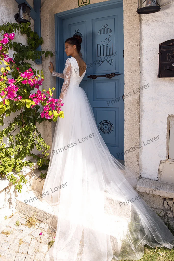 Robe de mariée en dentelle à manches longues avec poignées amovibles, combinaison de mariée, tenue de patients, quelle que soit la tenue