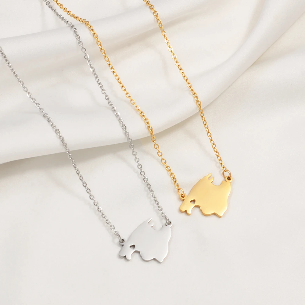 Anniyo Heart España Mallorca corazón collares para mujeres niñas joyería de acero inoxidable # 532562