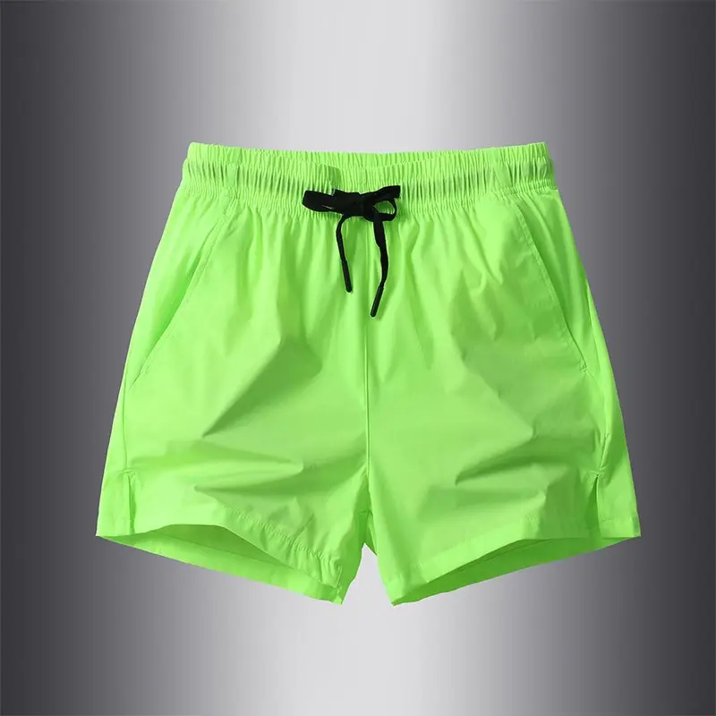 

Новые мужские брюки из ледяного шелка 2026 года, быстросохнущие, спортивные, длиной до колена, повседневные, свободного кроя, цвета хаки, с элементами из махровой ткани