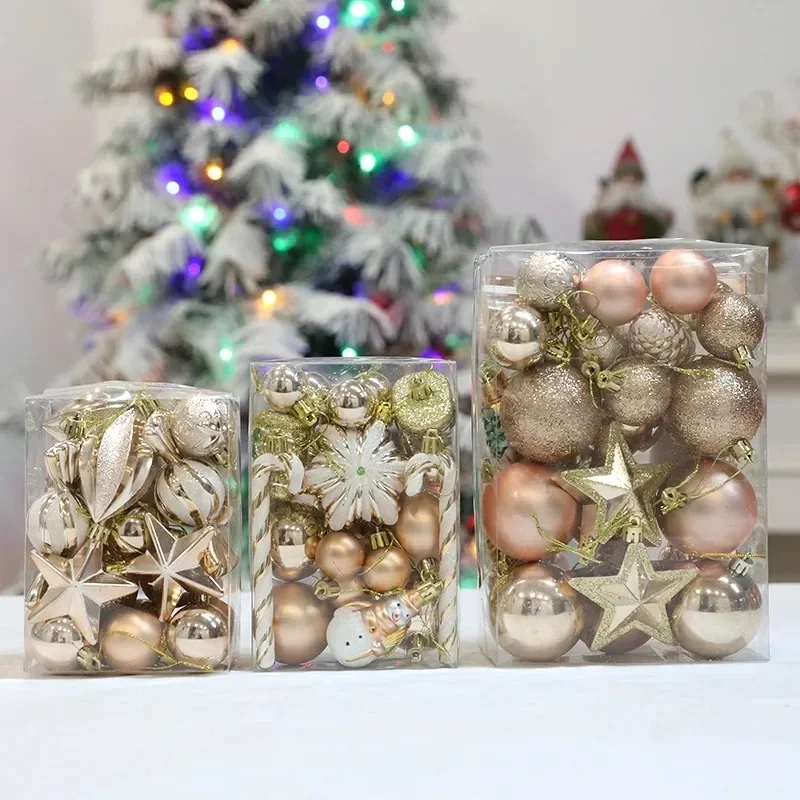 20/29pcs Christmas Ball Champagne Xmas Tree Hanging Pendants Home Gifts New Year Printed Special-shaped Christmas Spheres 2023