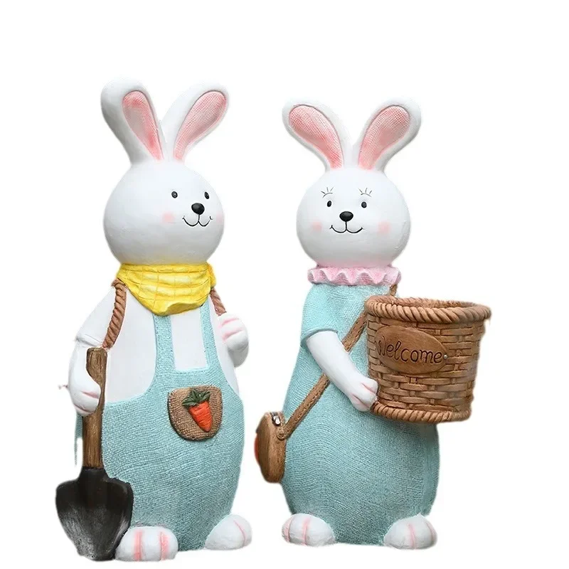 Outdoor Cute Cartoon Rabbit Ornament Garden Decoration Kindergarten Plant Corner Balcony Courtyard Animal Sculpture