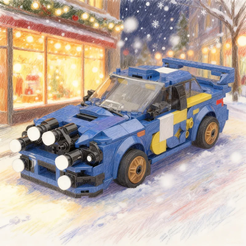 

558PCS MOC City Champions Super Car Subaru Impreza Burns 01 Rally Zealand S7 X7SRT Burning Blue Lite Model Technology DIY Gift