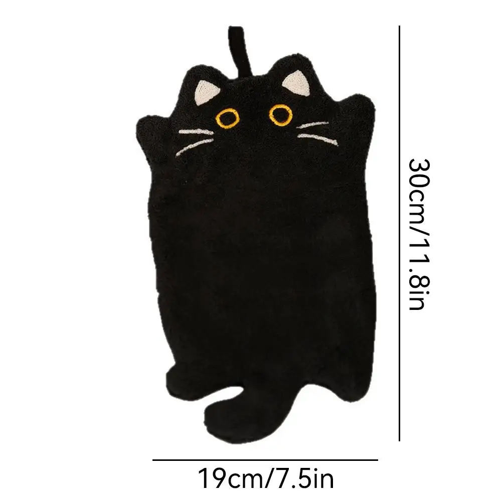 Cat Hand Towel Super-Absorbent Hand Cloth Kitchen Wipe Cloth Cute Black Kitty Handkerchief Bathroom Kitchen Towels - view 6