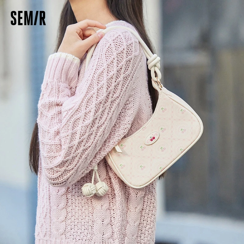 Semir Bag Underarm Bag Women 2024 New Sweet Cherry Print Crossbody Bag Small Cute Textured Handbag