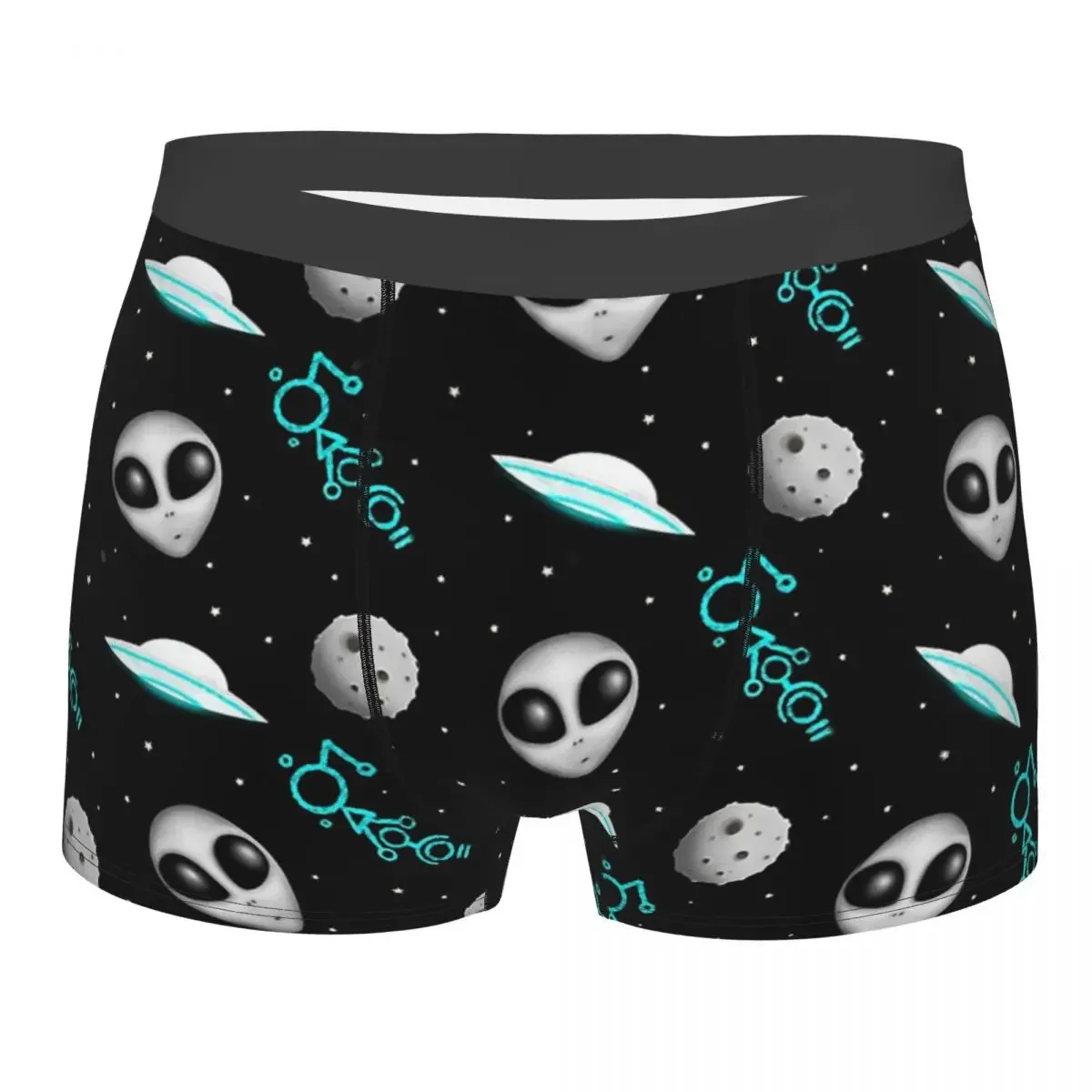 Alien UFO Moon Crop Circle Pattern Underpants Breathbale Panties Male Underwear Sexy Shorts Boxer Briefs