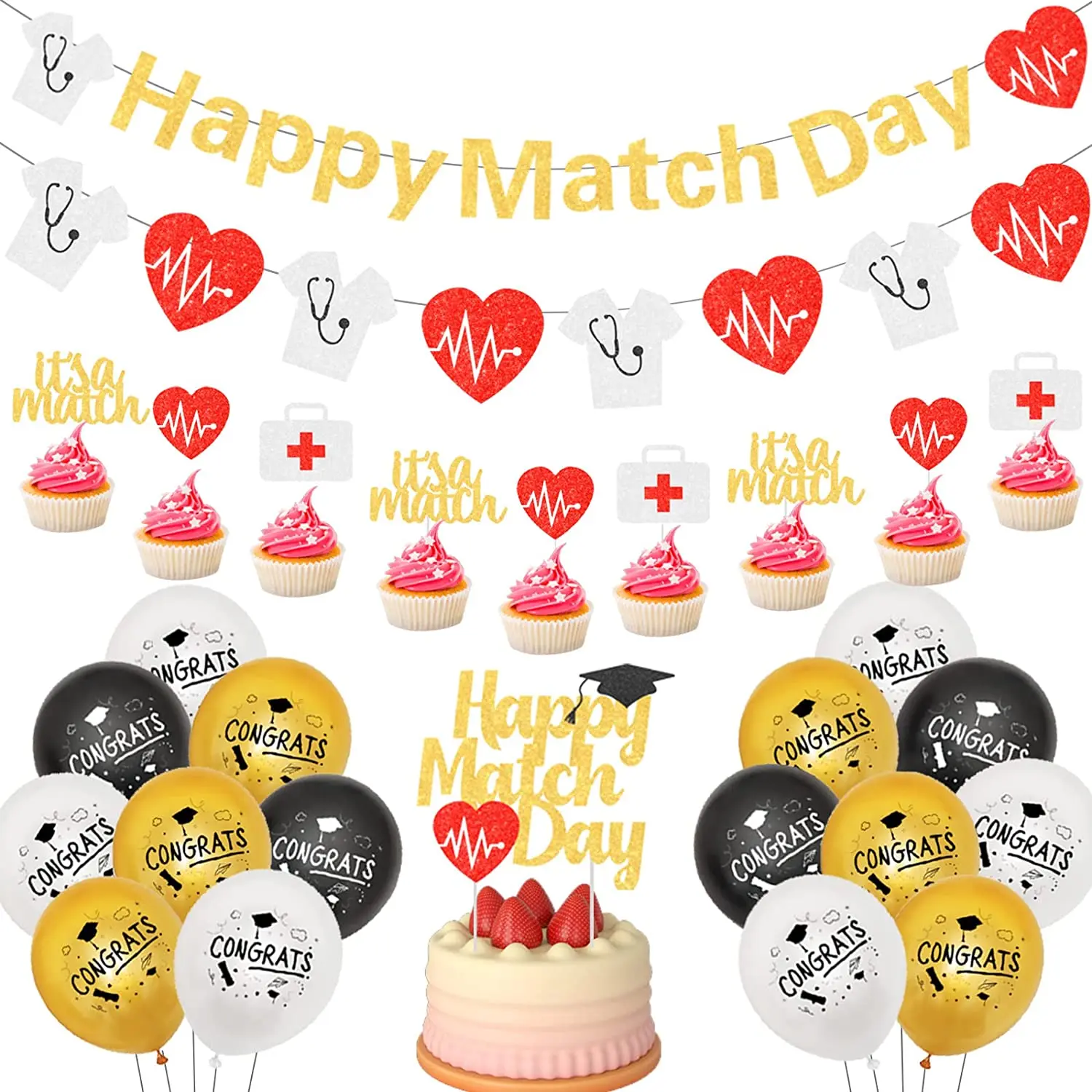 

Match Day 2023 Decor Happy Match Day Banner Cake Topper Congrats on Matching Doctor Medical School Graduation Party Supplies