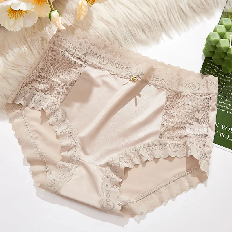 1 Pcs Seamless Panties for Women Sexy Lace Flower Hollow Underwear High Waist Plus Size 3XL Solid Silk Breathable Briefs Female