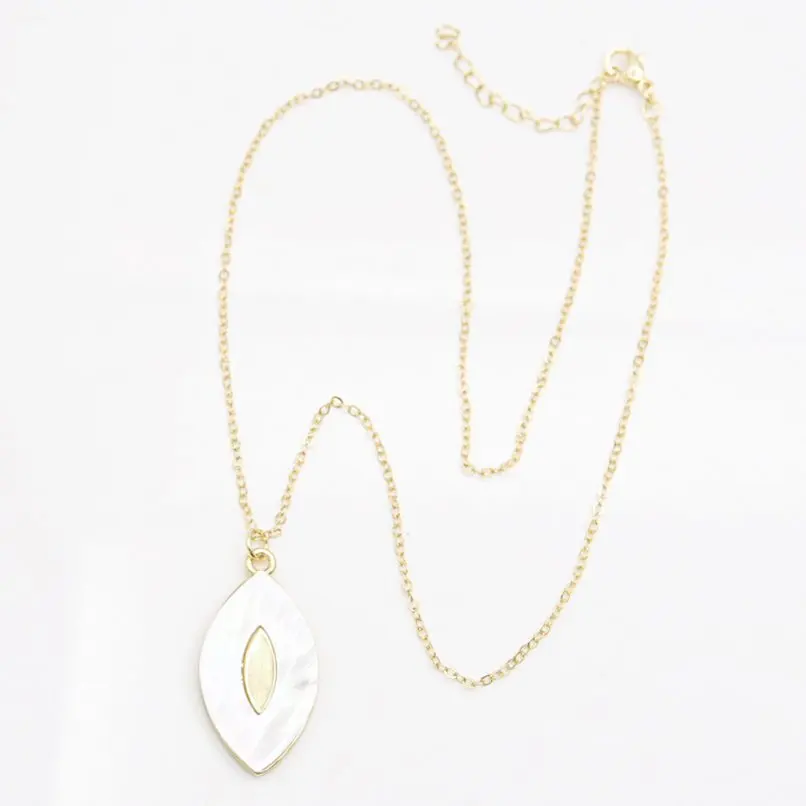 

Turkish Religious Evil Eye Gold Color Chain Necklace White Shell Islam Copper 18+2inch Jewelry For Women