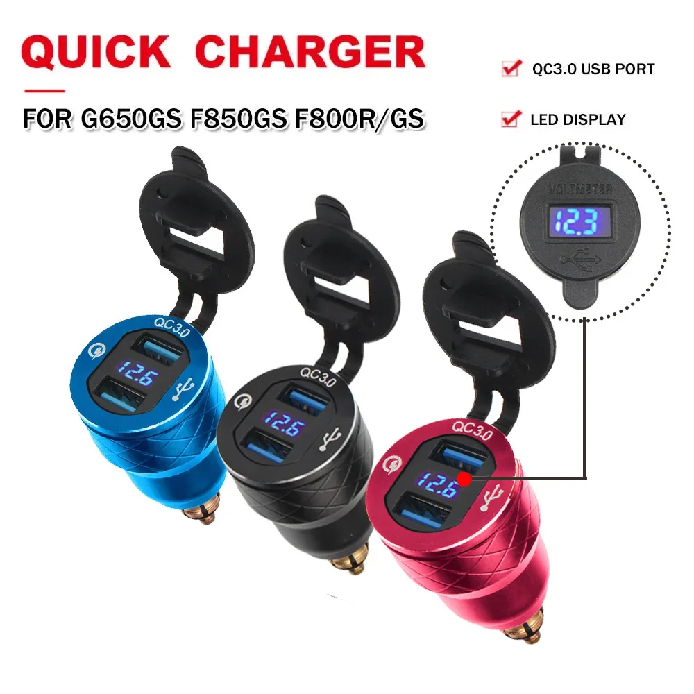 Motorcycle Accessories Dual USB Charger Type C For BMW R1250GS F800GS F900R R1200GS Adventure F800ST R1150RT Hella DIN Socket