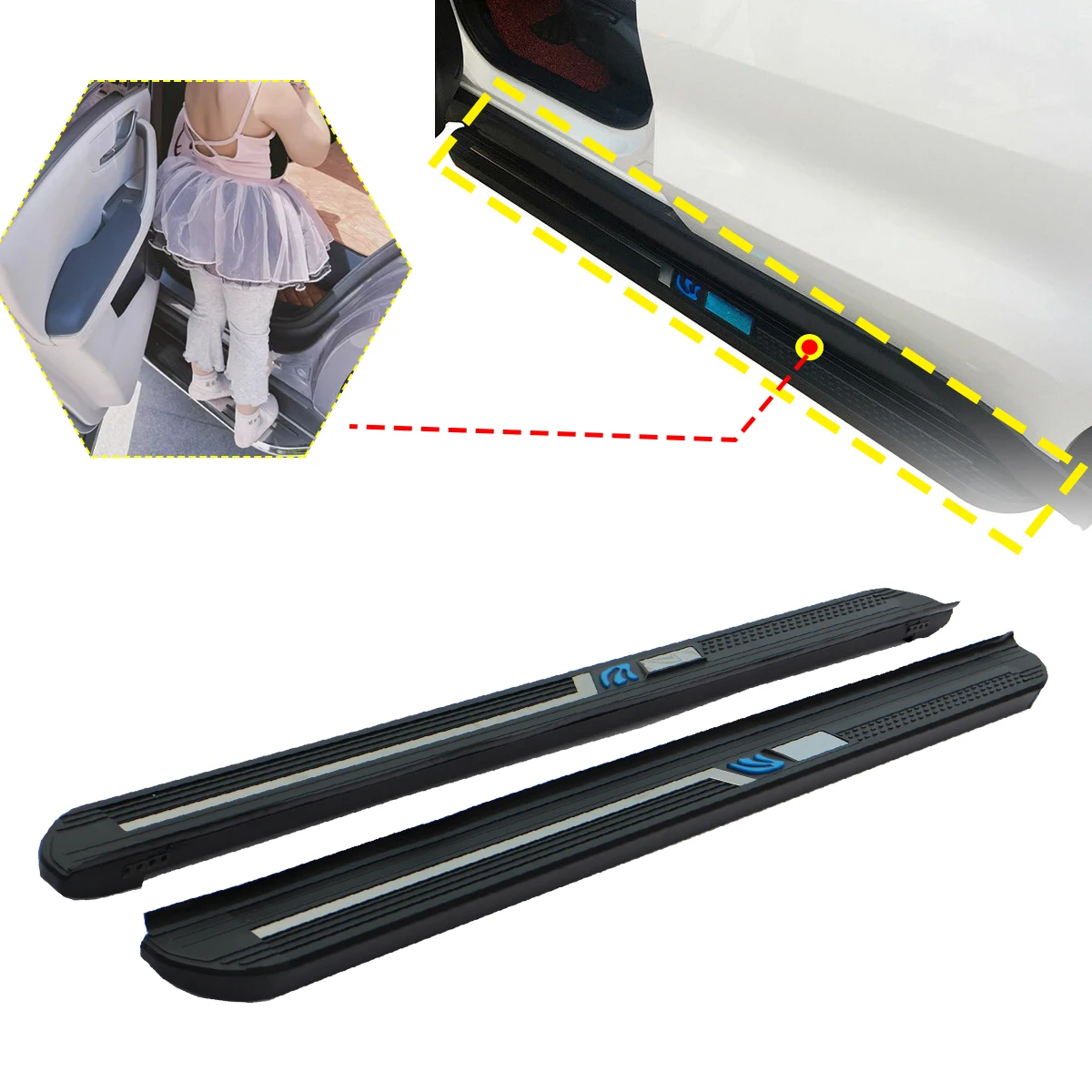 2PCS Side Step fits for Hyundai Santa Cruz 2022 2023 2024 2025 Running Board Nerf Bars Stairs Aluminium Pedal