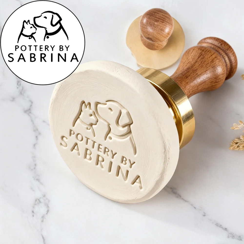 

Critter Element Custom Pottery Stamp Brass Head and Removable Handle Personalized Logo for Christmas Handcrafted DIY Lover Gifts