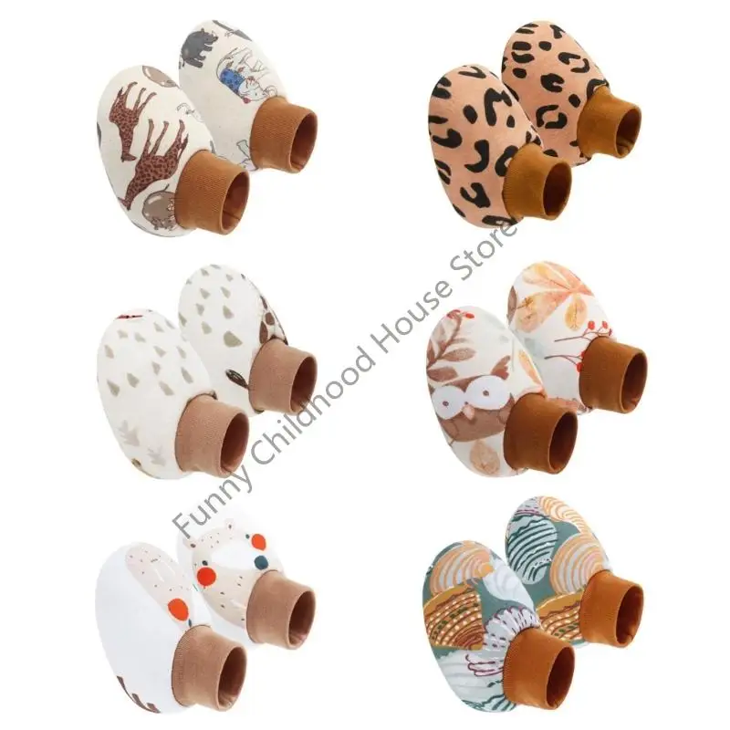

D0LA 6 Pair Baby Socks Feature Cartoon Print Stretchy Cuffs Cotton Foot Cover for Crawling & Walking