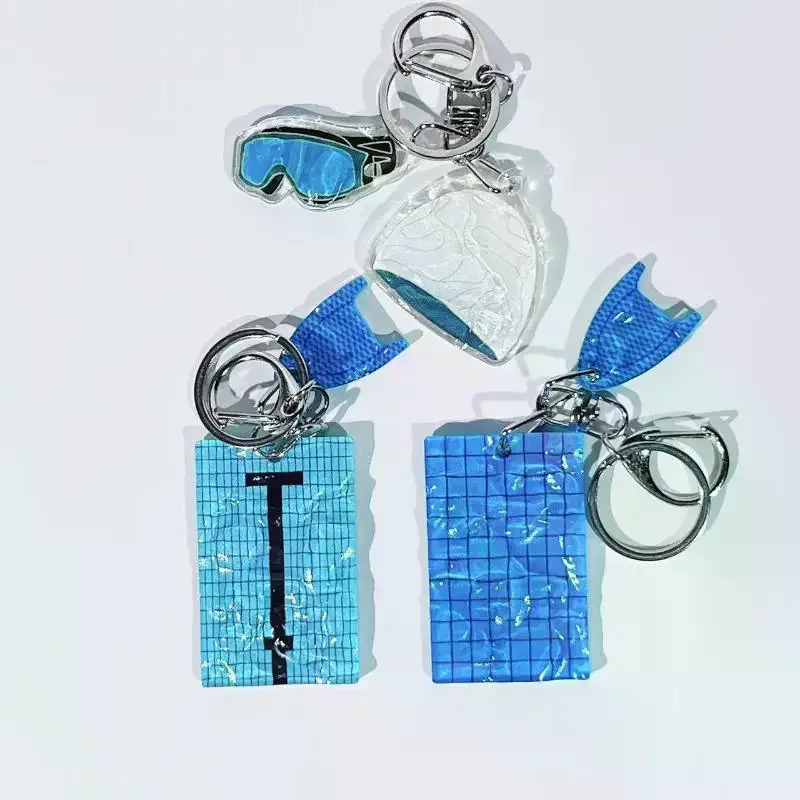 1Pcs Swimming Hat Car Key Ring Creative Swimming Pool Wavy Keychain Decoration Bag Pendant Swimmer's Gift