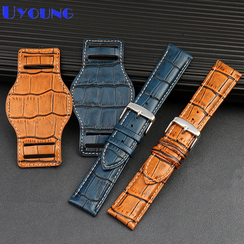 

Vintage leather watch band 18mm 20mm 22mm for Armani citizen CA4500 Rolex Water Ghost universal watch strap tray Bracelet belt