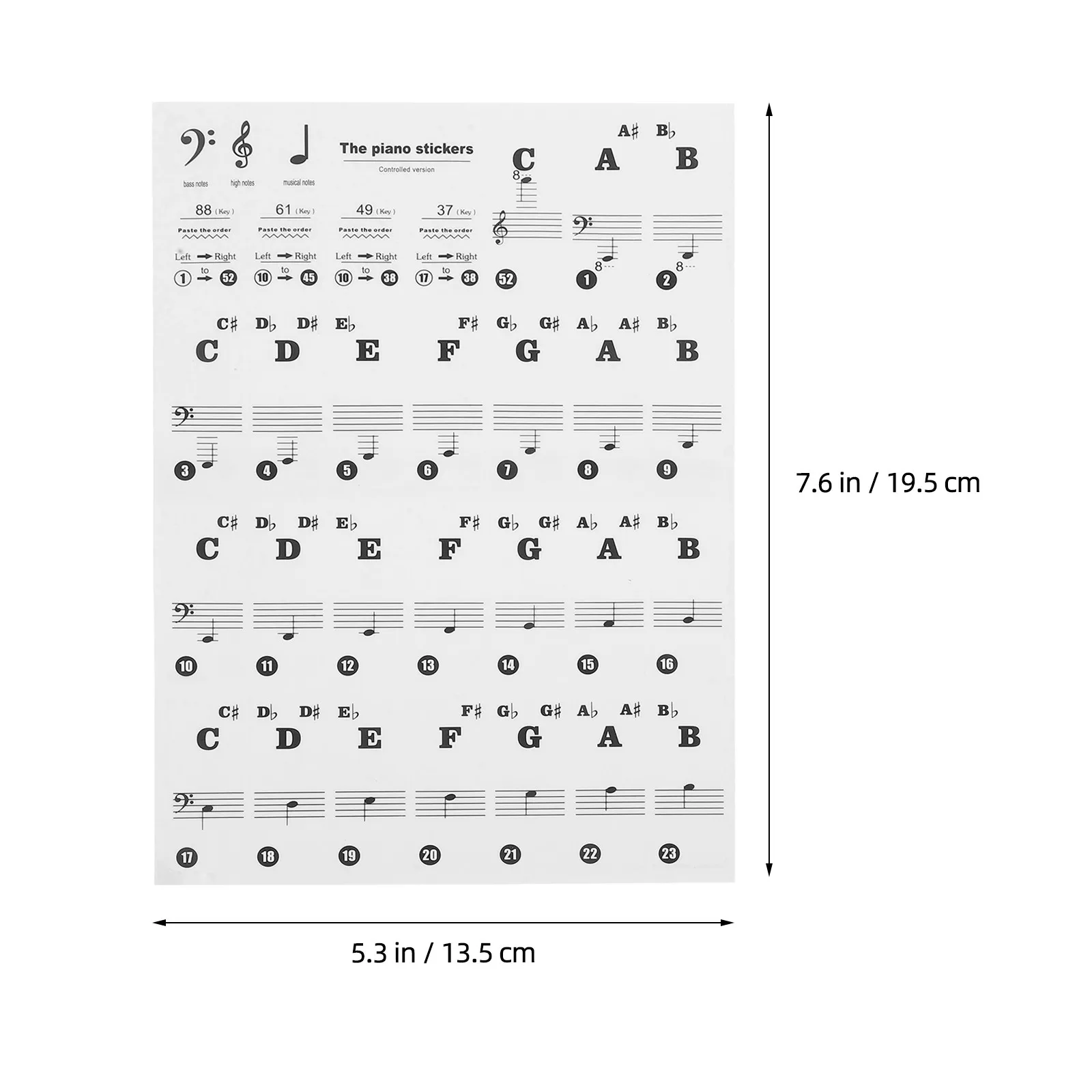1Set Piano Keyboard Decal Stickers Beginner Friendly Anti-Wear No Residue Easy Remove Keyboard Note Labels Piano Stickers