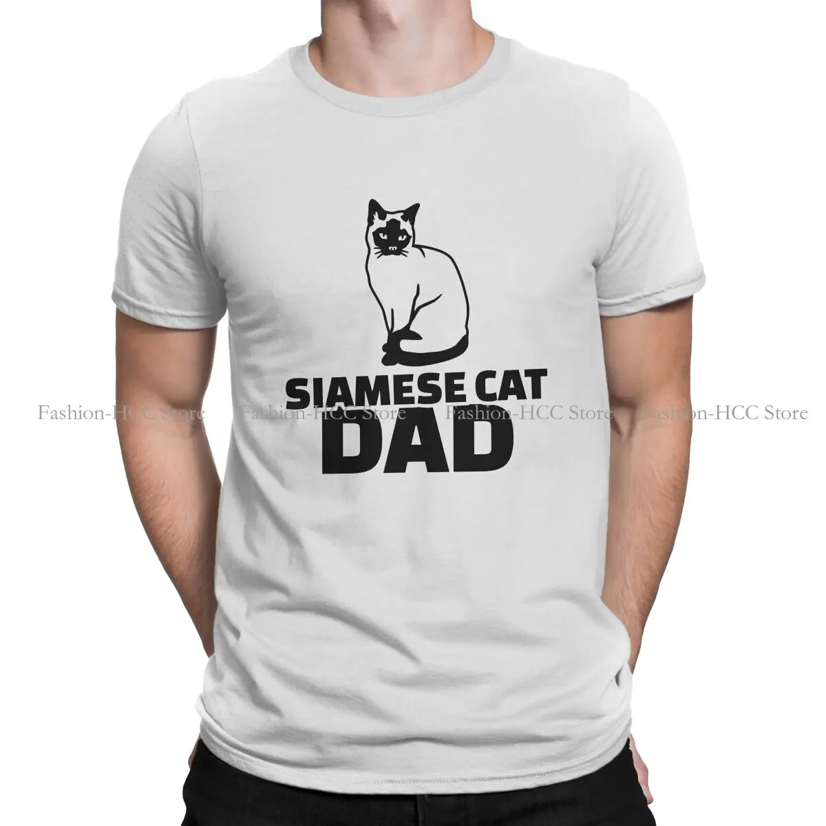 Siamese Cat TShirt for Men Dad Essential Humor Casual Sweatshirts T Shirt Novelty Trendy