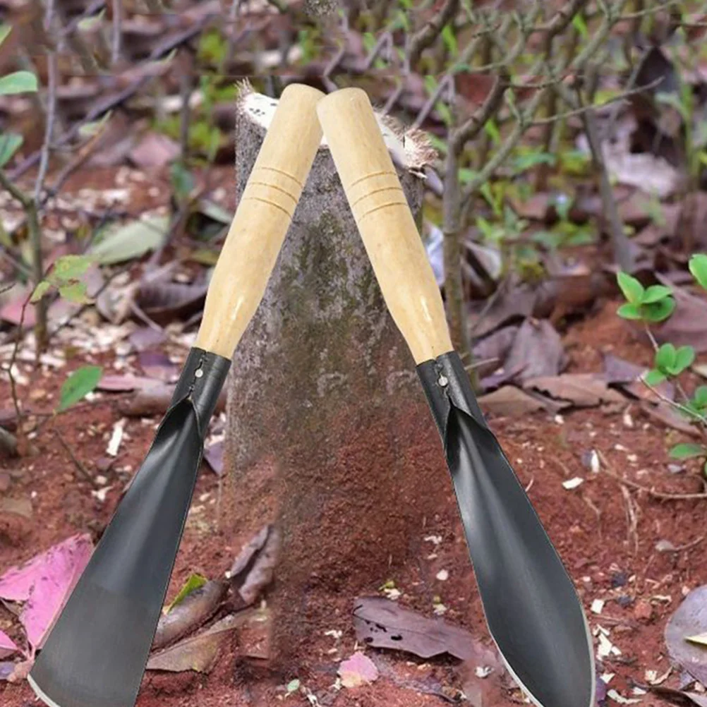 

2 pcs Planting Shovel Lightweight Wooden Handle Metal Spade Gardening Tools Garlic Digging Weeding Transplanting Landscaping