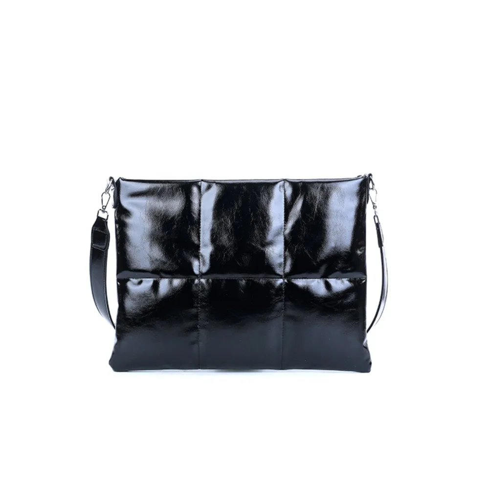 

15.6 inch Square Laptop Bag Zipper Plaid Design Daily Outing Handbags Water Resistant Large Capacity Crossbody Shoulder Bag