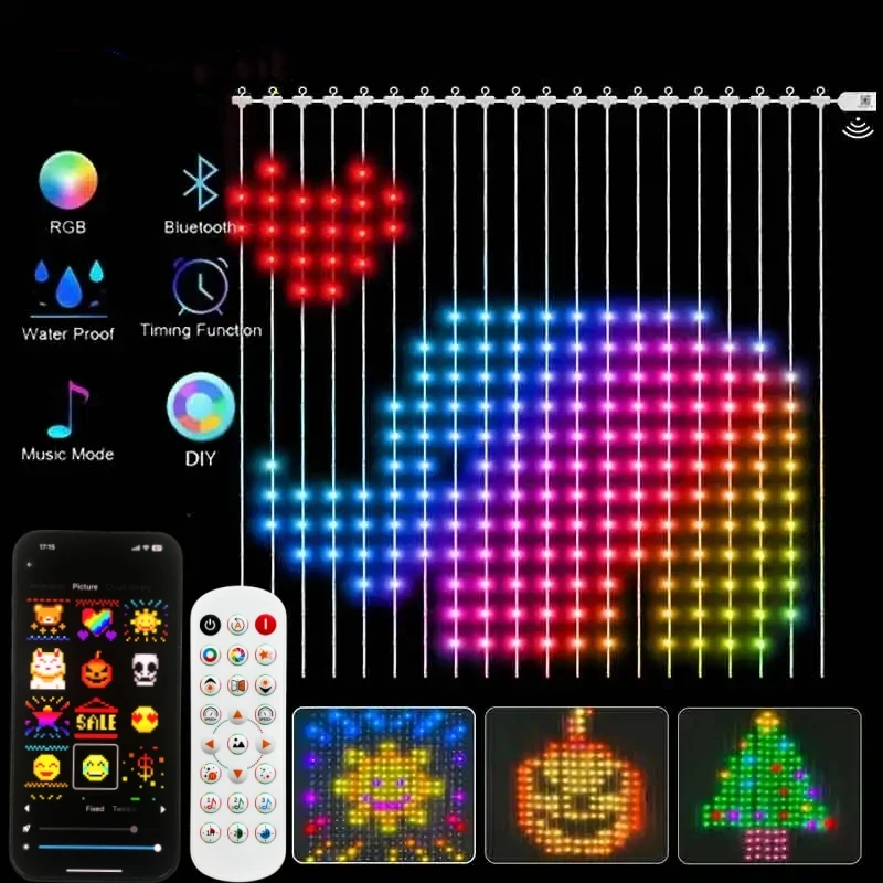 

Светодиодные смарт-занавески RGB с управлением через приложение