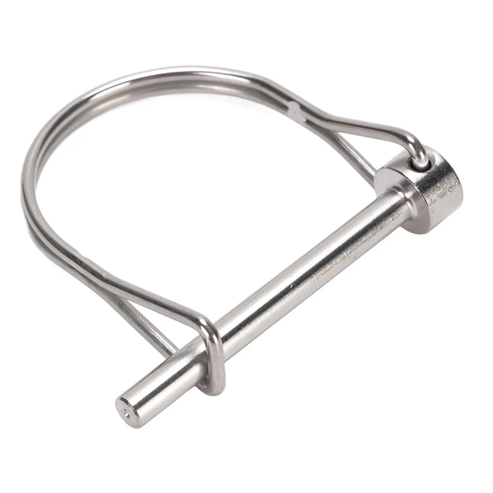 2PCS 304 Stainless Steel Safety Coupler Pin Silver D Type Shape Trailer Coupler Pin Extended Length Universal Shaft Locking Pin