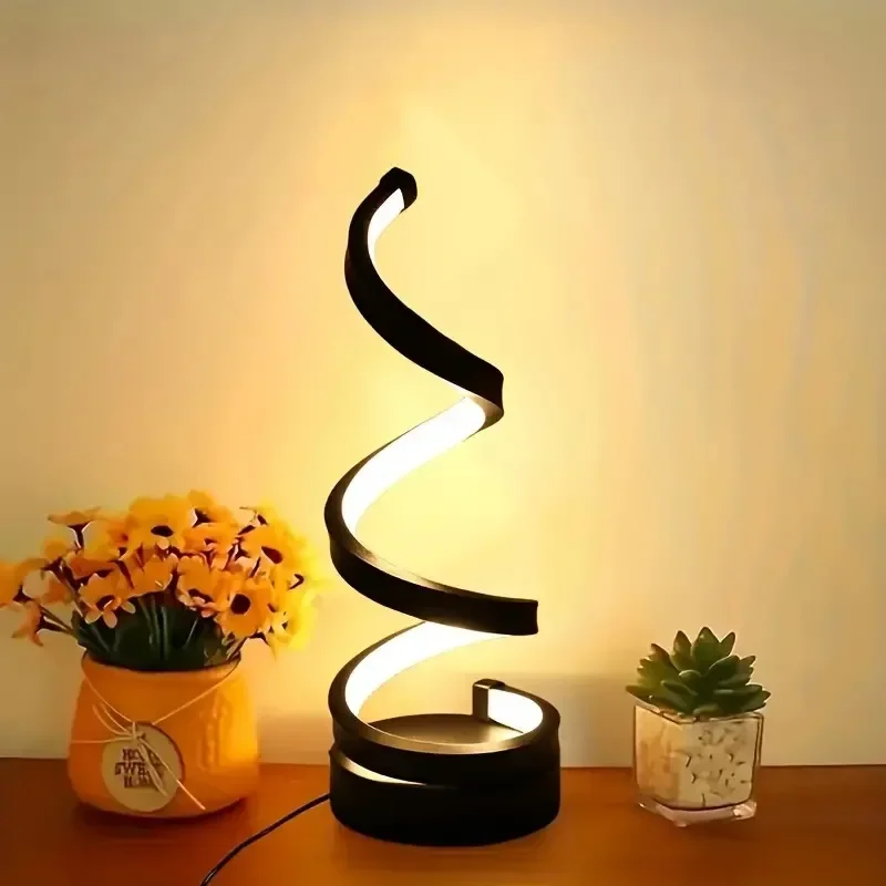 

5V USB LED Table Lamp Modern Creative Spiral Desk Light 3 Colors Dimmable For Bedroom Living Room Office Bar Decoration Lighting