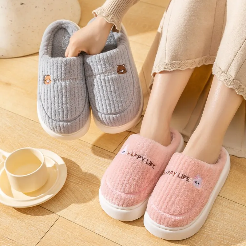 New Cotton Slippers For Women\'s Winter Indoor Home Fur Slippers With Thick Sole And Anti Slip Winter Style For Home Use(MTX2314)