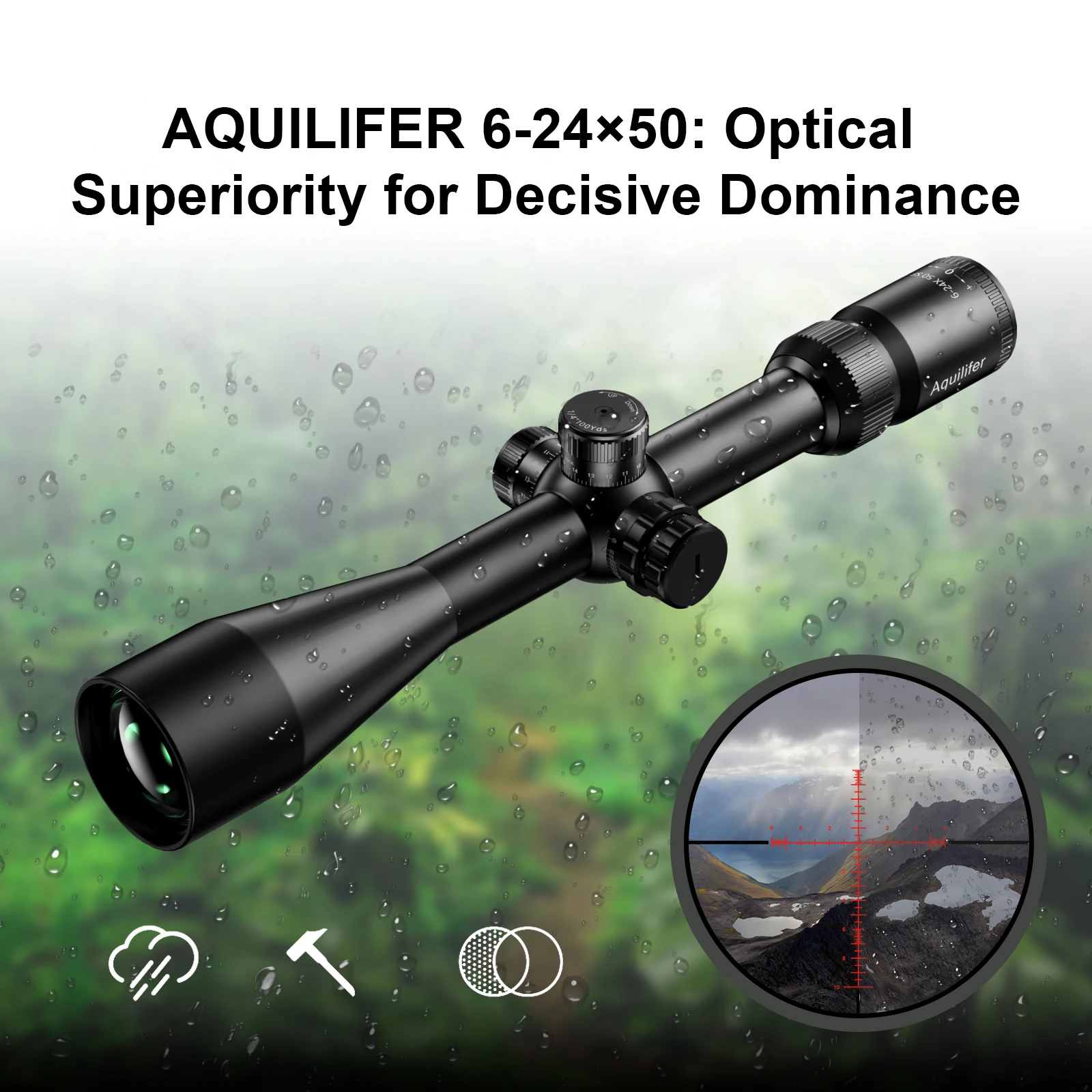 Aquilifer Mira EP 6-24x50 FFP Reticula Iluminada Parada Zero Foco Lateral para Caca Sniper Tiro Longa Distancia