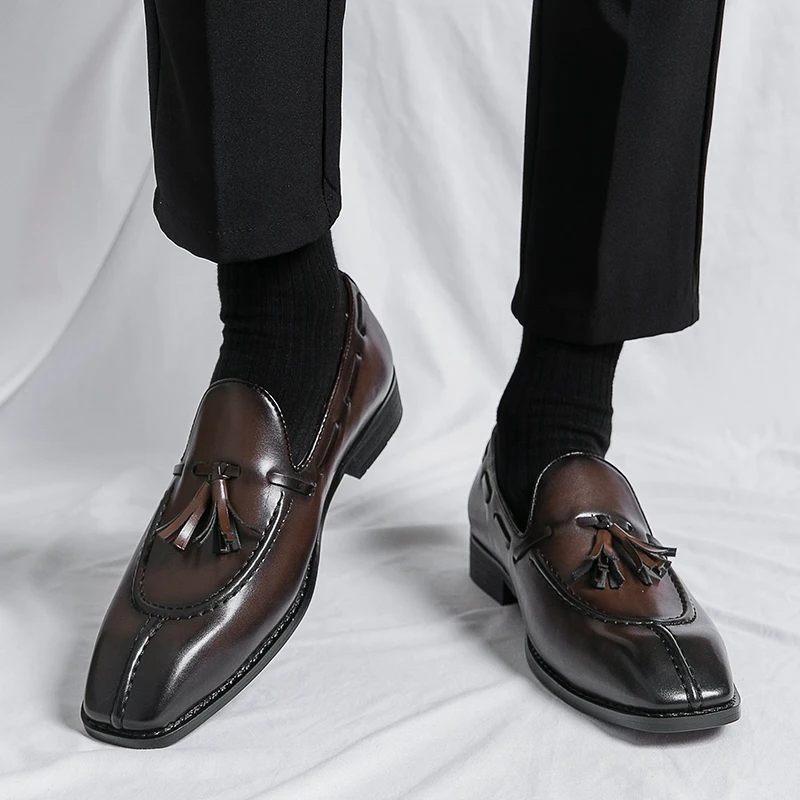 Trendy Brand Men\'s Loafers Classic Brown Flat Casual Shoes Outdoor Commuting Daily Men\'s Business Formal Shoes Comfortable