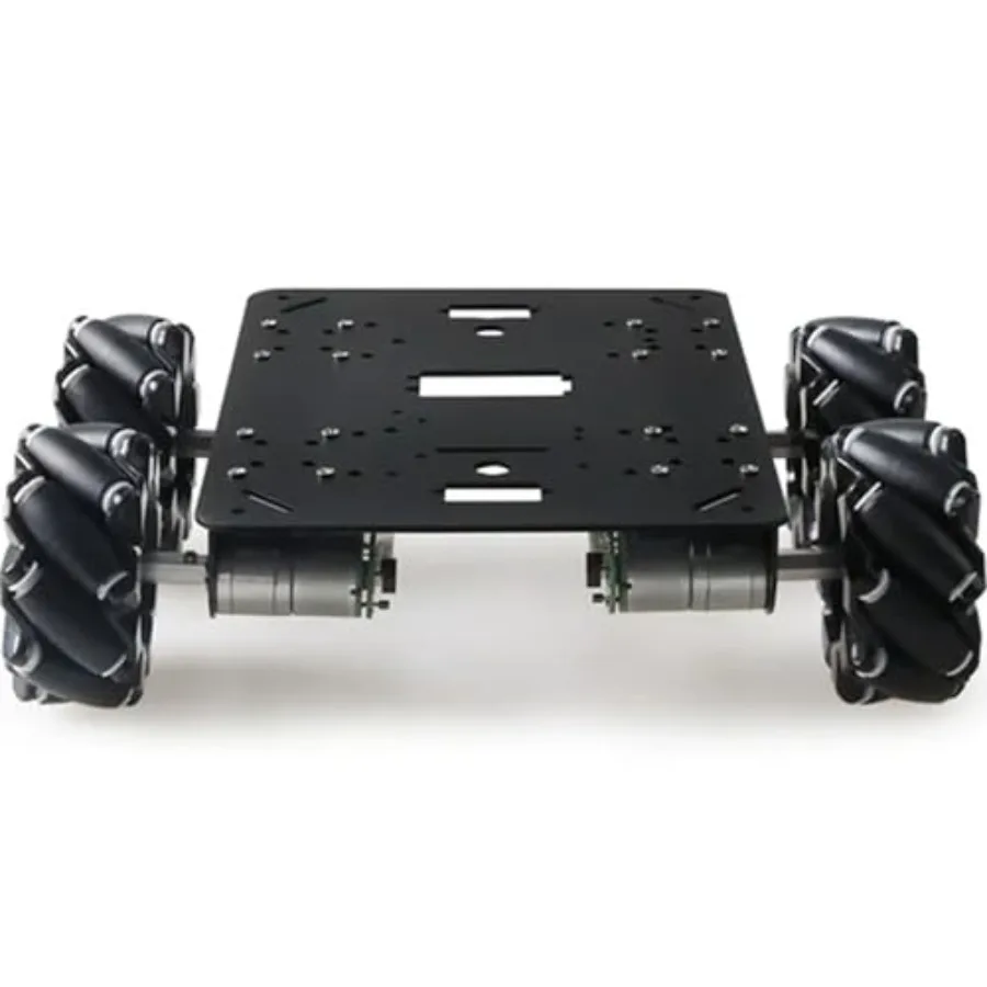 Omnidirectional 80mm mecanum wheel car chassis for Arduino/Raspberry Pi/Microbit remote control: metal black professional 4WD s