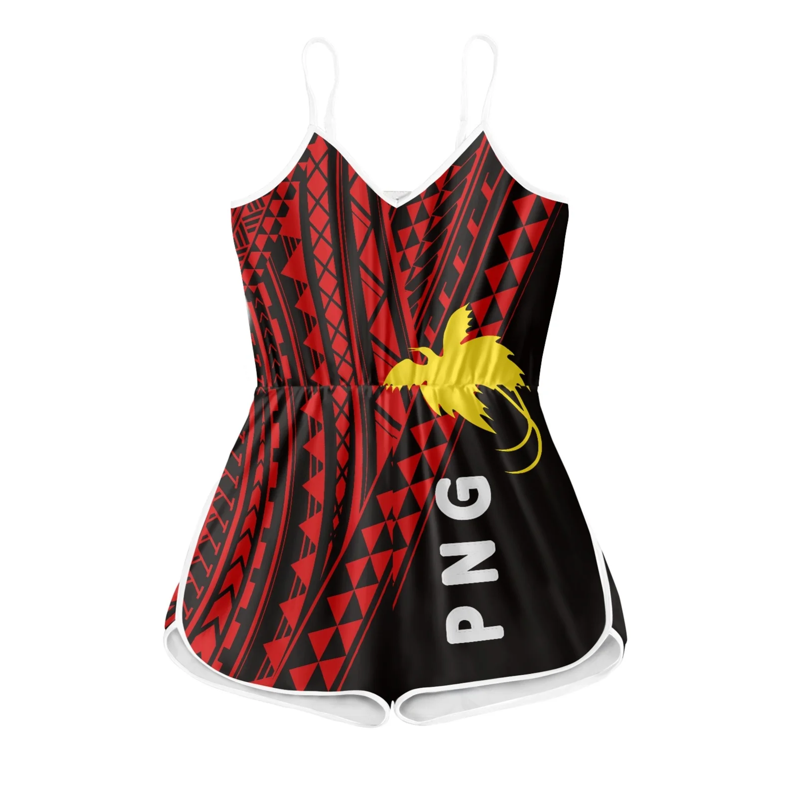 

Polynesia Rompe V-Neck Clothes Summer Fashion Women's Rompers Pattern Printed Halter Street Wear 2023 New Sexy Rompers