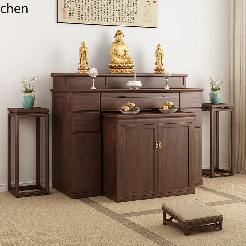 DSAblack walnut temple shrine stand cabinet Guanyin God of Wealth Bodhisattva offering table Shentai hall entrance table