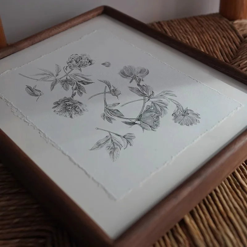 

Black walnut solid wood decorative painting handmade mortise and tenon flowers hand-painted Suitable for interior decoration