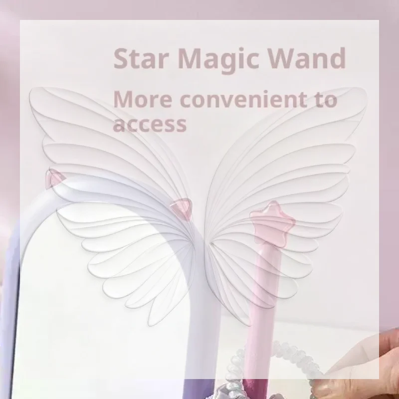 HD Cosmetic Makeup Mirror Desktop Design with Magic Wand Headband Holder Anti-Slip Base for Dorm Vanity