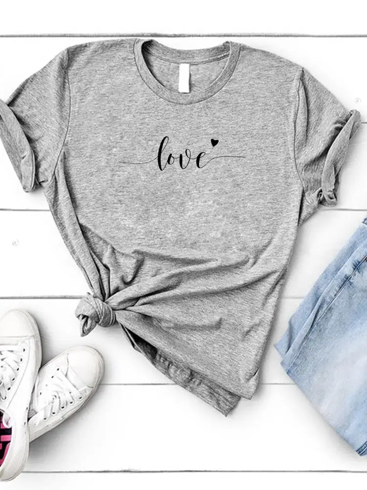 Liebesherz-Buchstaben-Trend Niedliches Sommer-Damen-Mode-Print Damen-Shirt T-Shirt Damenbekleidung Kurzarm Grafik-T-Shirt