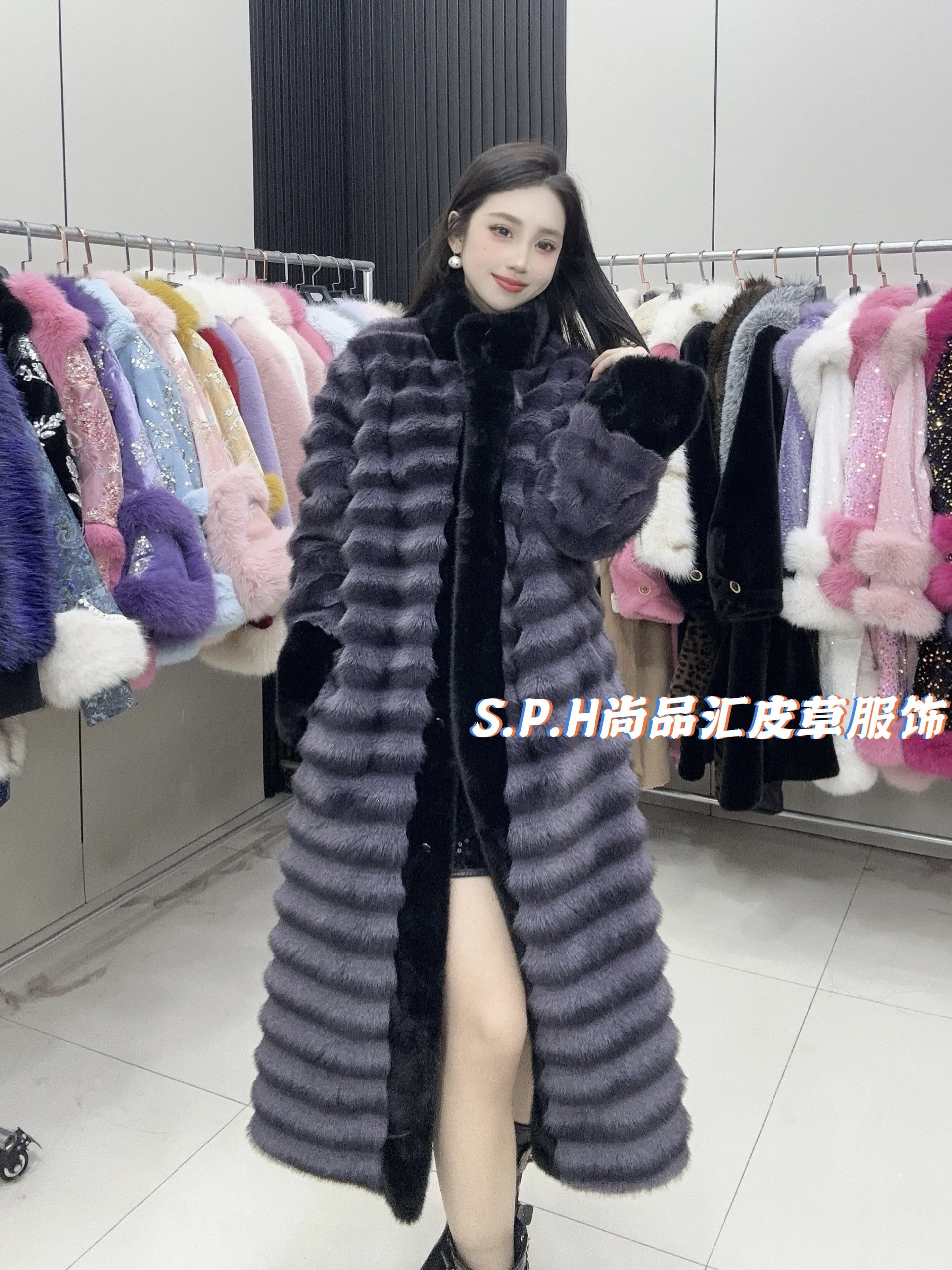 Classic Faux Fur Coat Long Winter Thickened Luxury Premium Stand Neck Long Sleeve Thickened Warm Fur Coats Women 2024 New