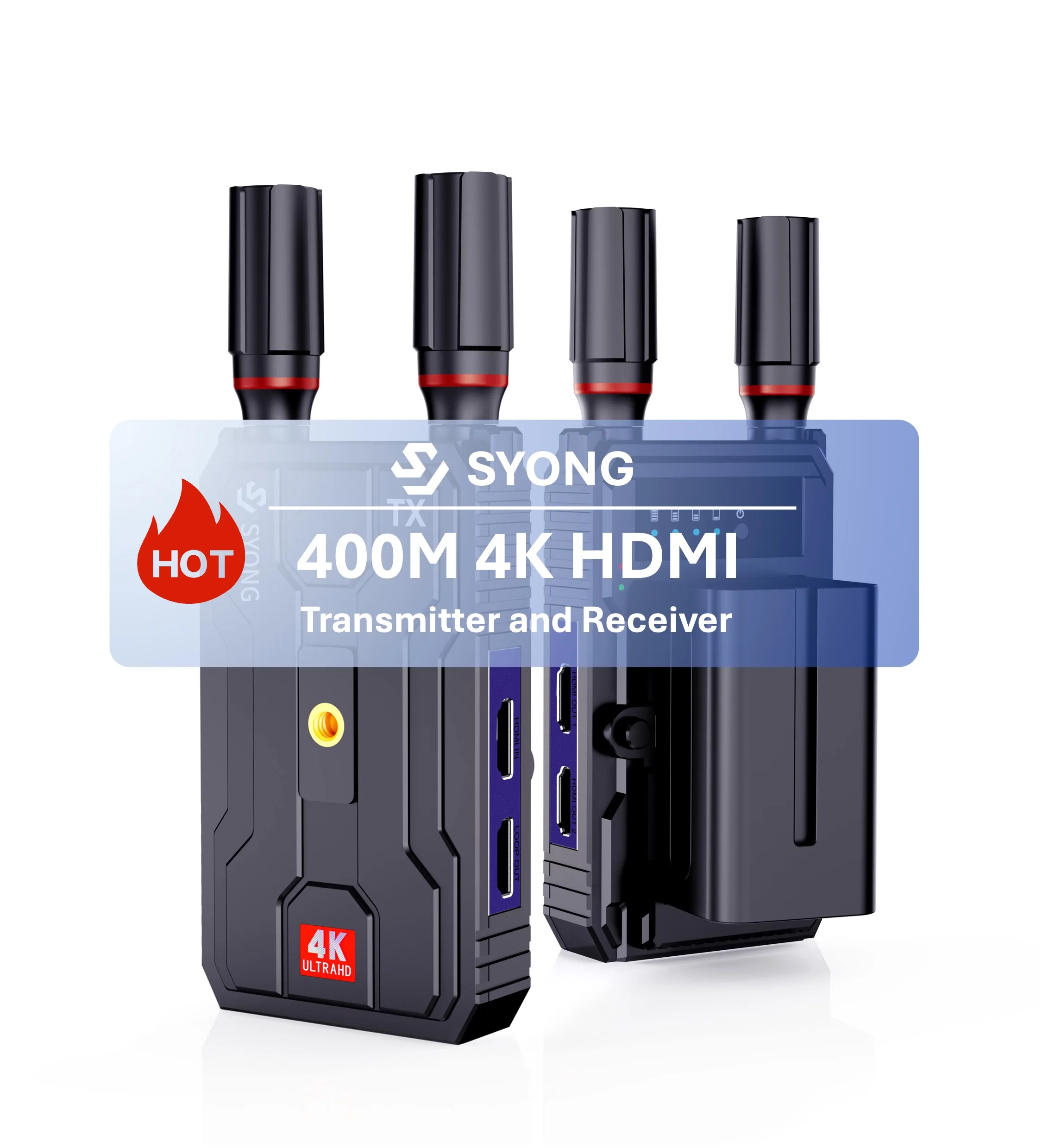 

SYONG Wireless 4K Transmitter Tx Rx 400m Extender 1312FT Support 2.4G/5G Outdoor Shooting With Battery For Camera Projector
