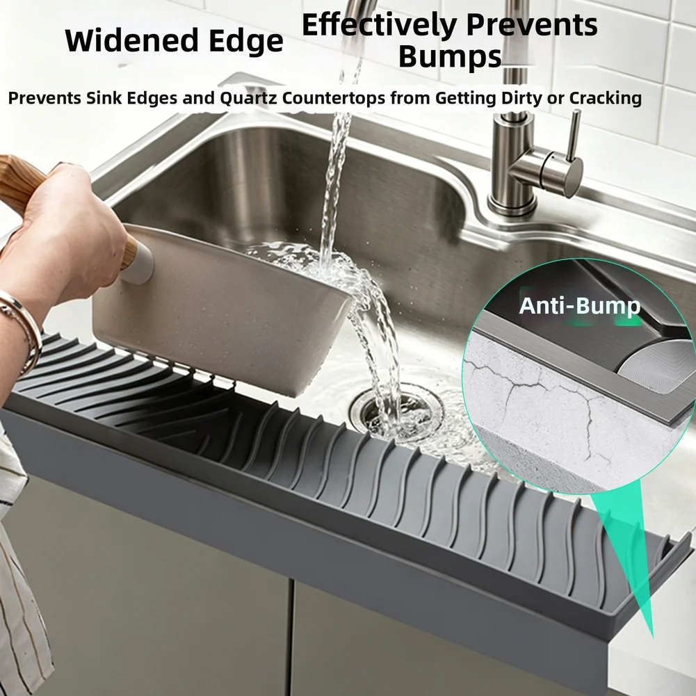 Flexible Silicone Sink Guard Baffle With Suction Cups For Kitchen Bathroom Countertop Water Blocking Board Home Supplies view 6