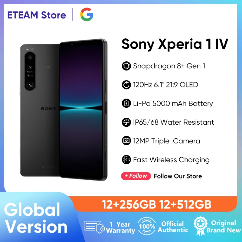 sony xperia iv 5g smartphone versao global snapdragon gen 5000mah bateria ip65 resistencia a agua 65 120hz display oled 01