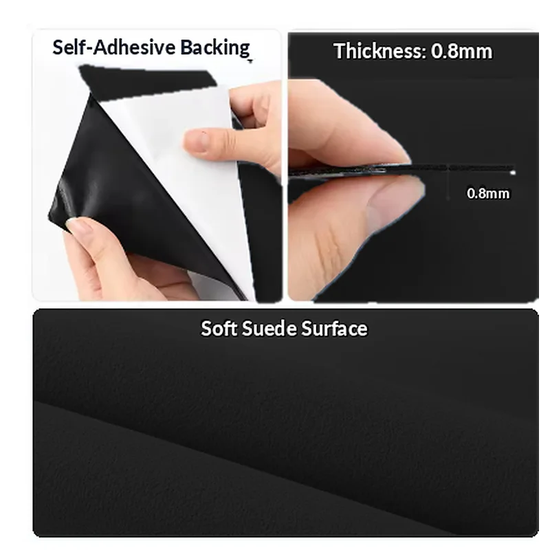 Black Gray Self Adhesive Suede Fabric for Car Interior Wrap Cloth DIY Upholstery Sticker Door Panels Dashboard Console Trim