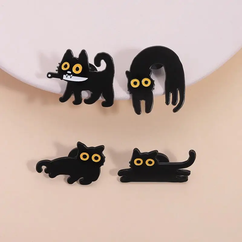 Japanese Cartoon Black Cat Series Alloy Brooch Metal Badge Lapel Pins Badges On Backpack Pines