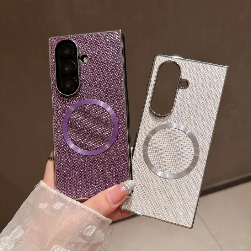For Samsung Galaxy Z Fold 8 7 6 5 4 3 Electroplated Pc Split Design Phone Case With Magnetic Ring And Drop Protection