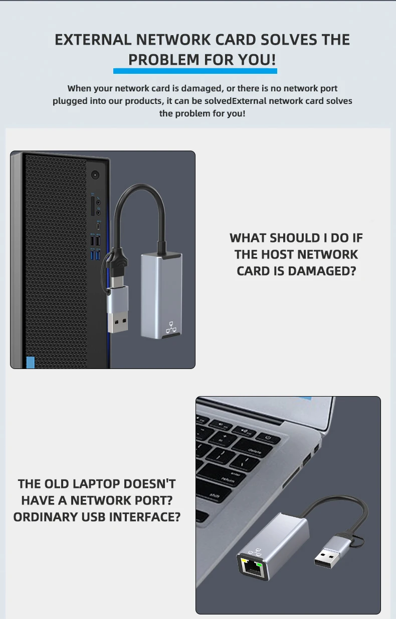 Chips Realtek 8252B USB Type C to RJ45 Wired Network Card Super Speed USB 3.0 to Ethernet 1000Mbps Adapter For Macbook Laptop